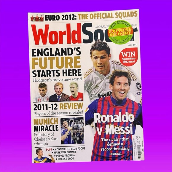 World Soccer UK Soccer Magazine Ronaldo v Messi June 2012 Futbol Barca Madrid - Picture 1 of 3